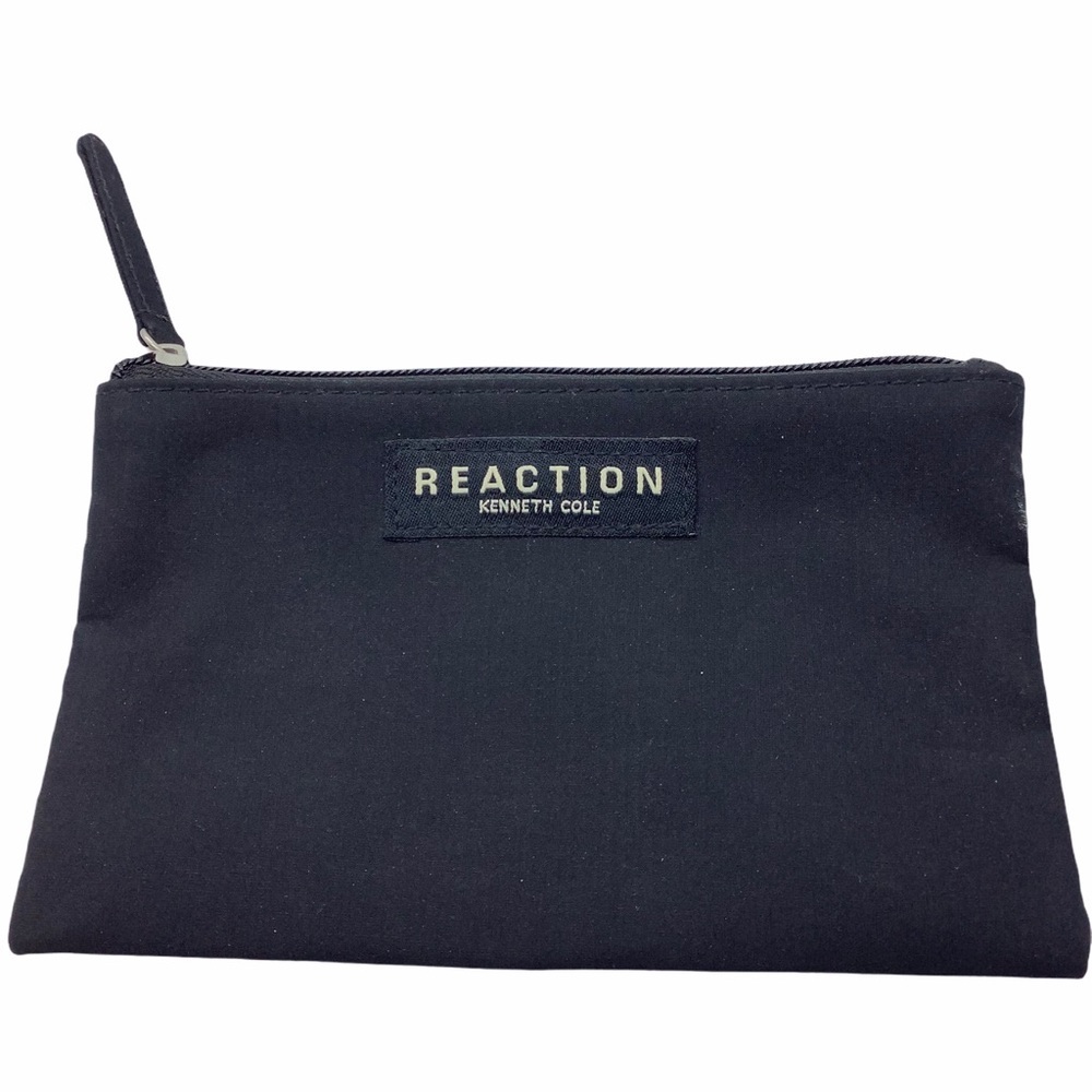 Kenneth Cole Reaction Clutch Purse Black Zip Top Canvas 7" x‎ 4.5" Party